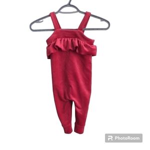 Tea Collection Red Velour Jumpsuit Size 18/24 months